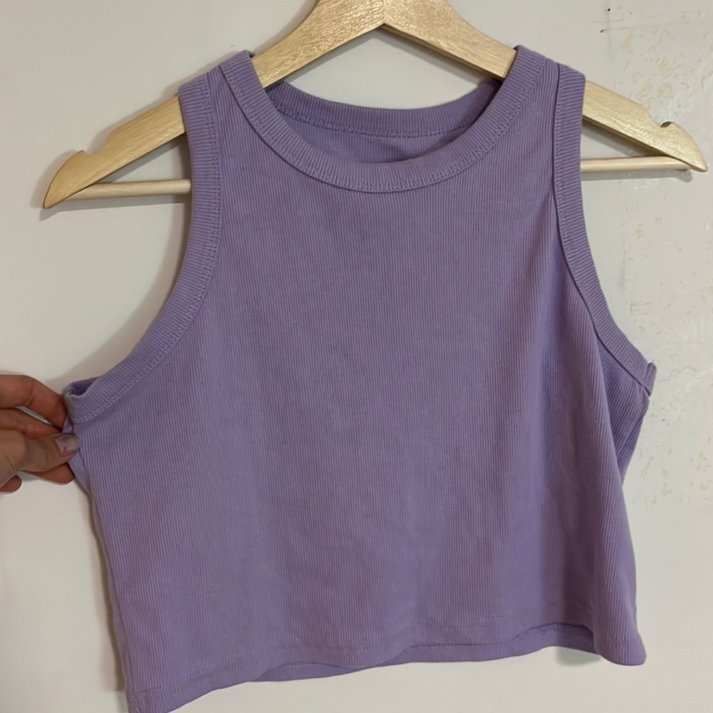 Lavender high neck ribbed tank